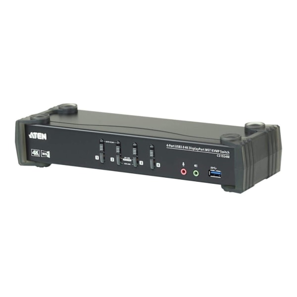 Aten, 4-portars USB3.0 4K DisplayPort KVMP-switch med inbyggd MST-hubb, CS1924M Svart