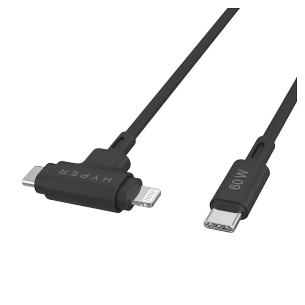 Hyper, HyperJuice Silicone USB-C - USB-C ja Lightning Hybrid 60 W -kaapeli