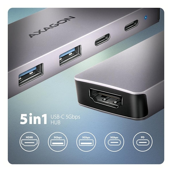 AXAGON, USB-C 5 Gbps 5-i-1-hub, HMC-5H60