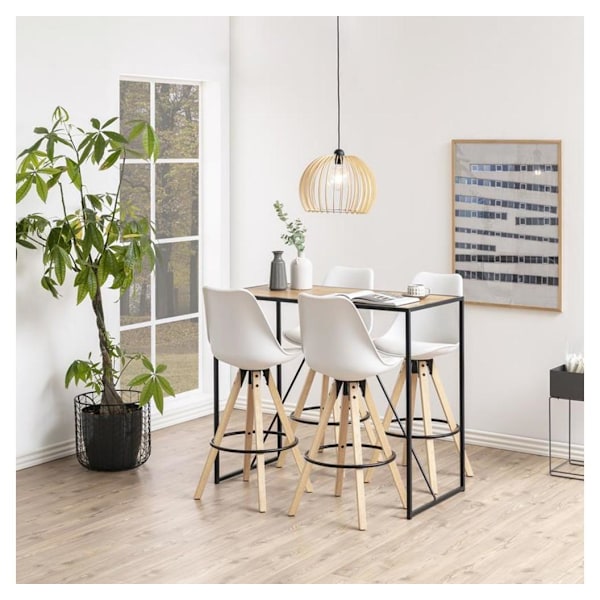 Baaripöytä SEAFORD 120x60xH105cm, pöytälevy: laminoitu kalustelevy, väri: tammi, runko: musta metalli