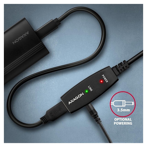 AXAGON, USB Type A - USB Type A, USB repeaterkabel, 15 m, ADR-215
