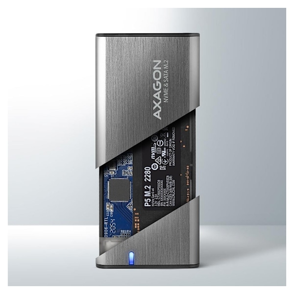 AXAGON, Extern USB-C 3.2 Gen 2 metalllåda för M.2 NVMe & SATA SSD-diskar, EEM2-SG2