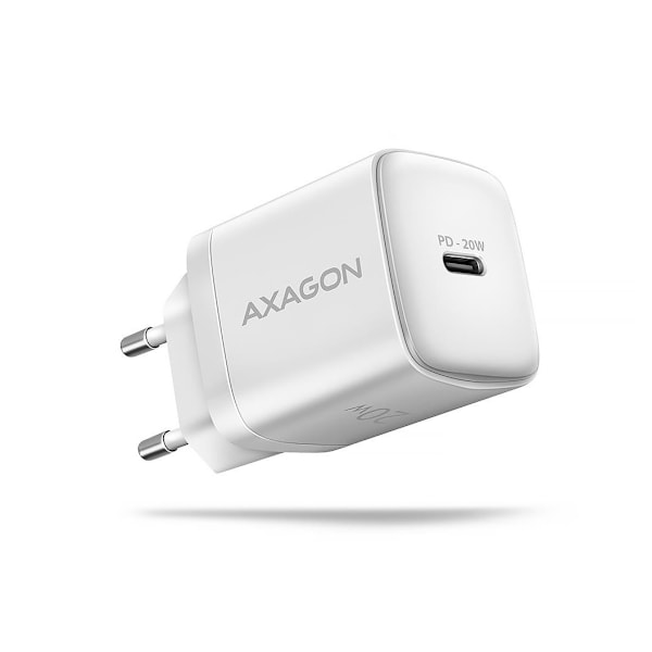AXAGON, vegglader 1x port USB-C, PD3.0 / PPS /QC4+/AFC/FCP/Apple, 20W, ACU-PD20W Hvit