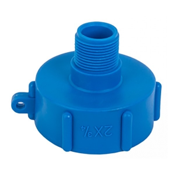 Set med 5 produkter. IBC-adapter S60x6 hunn x ¾" hann