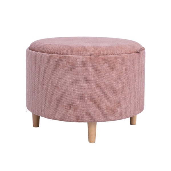 Ottoman/ bord HIRO D56xH42,5cm, pink, med opbevaring og bakke