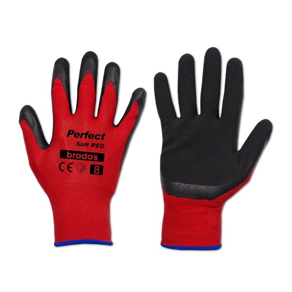 24 tuotteen paketti. Käsineet PERFECT SOFT RED, koko 10, Bradas
