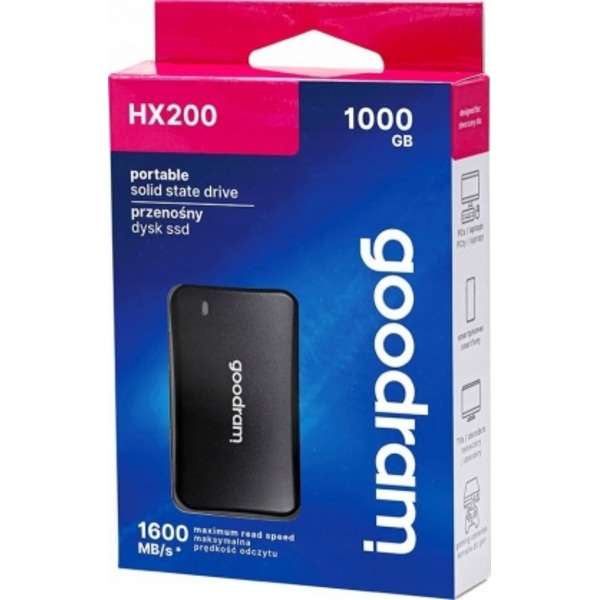 Hårddiskar (SSD), HX200 1TB Extern SSDPR-HX200-1K0, Goodram