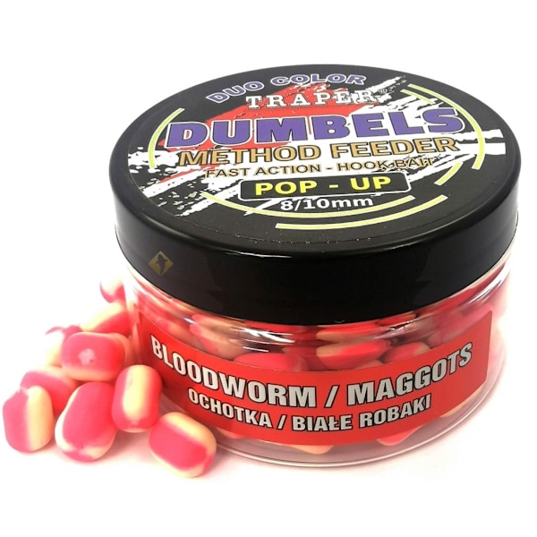 Groundbait TRAPER Dumbels duo farve Pop-Up 8-10mm 30g joker/blodorm