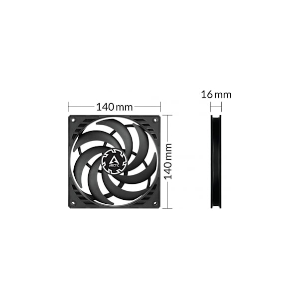 Kylare, P14 Slim PWM PST 140mm Fodral Fläkt Svart, Arctic