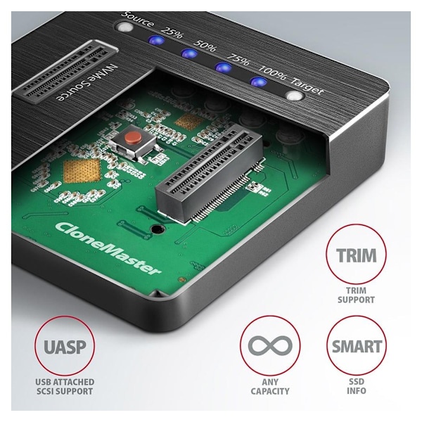 AXAGON, USB-C 3.2 Gen2 - 2x NVMe CLONE DUAL SDD Dock Station, ADSA-M2C