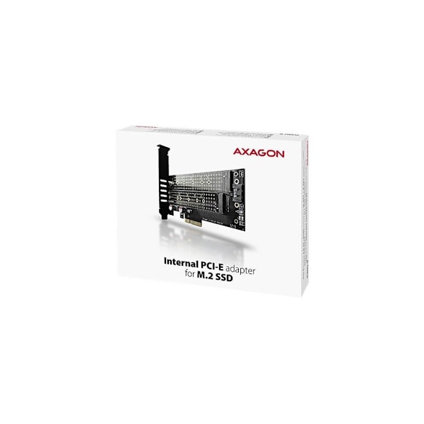 AXAGON, PCI-Express x4-adapter for å koble opptil to M.2-disker til en datamaskin, PCEM2-D