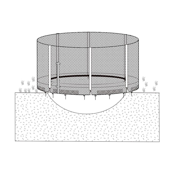Kapsling for 305cm marktrampolin, med stenger, sort