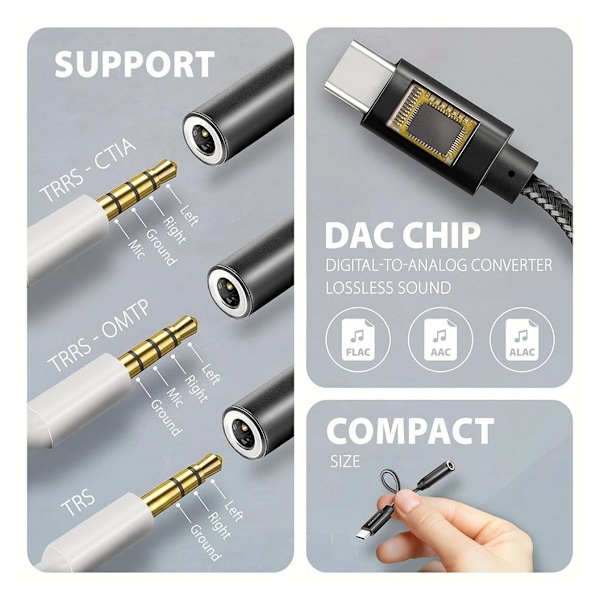 AXAGON, ADA-HC USB-C - HI-RES DAC Audio Adapter