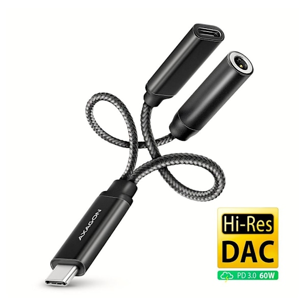 AXAGON, ADA-HCPD USB-C - Hi-Res DAC-äänisovitin PD, 60W
