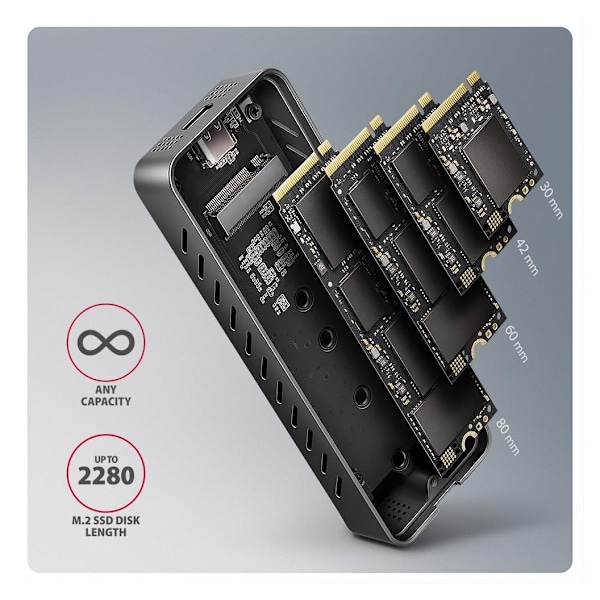 AXAGON, USB-C 20 Gbps - M.2 NVMe SSD ARMOREED Box, EEM2-20G