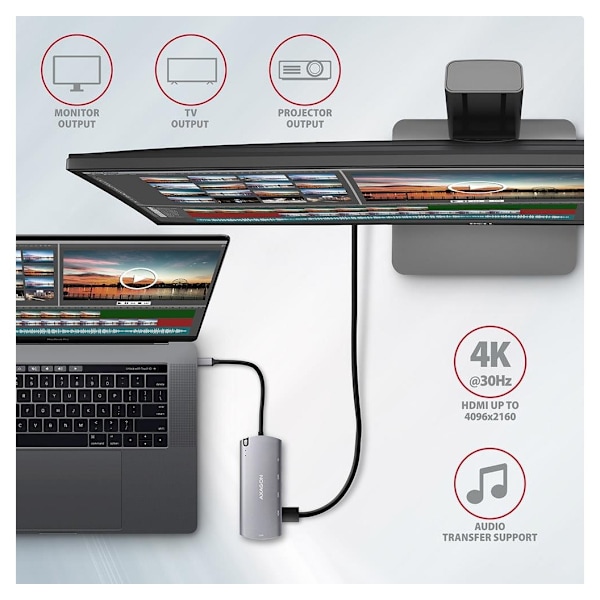 AXAGON, SuperSpeed ​​USB-C Combo 6in1 Hub, HMC-6M2