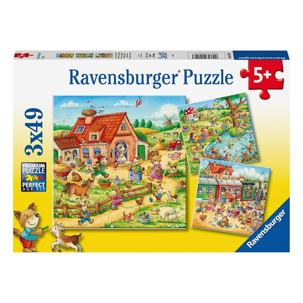 Ravensburger puslespil 3x49 stk Ferie på landet