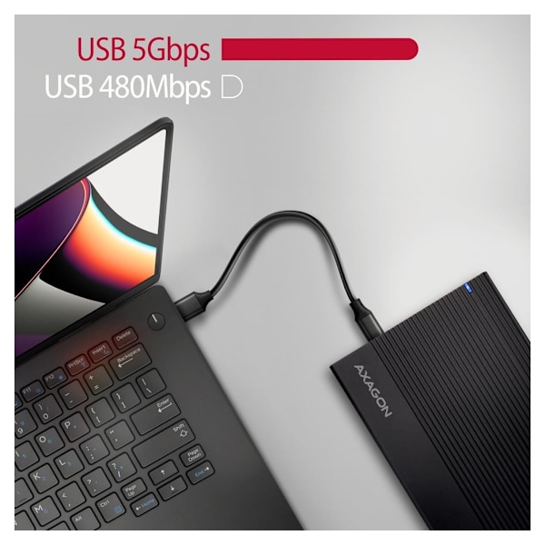 AXAGON, Ribbad aluminium USB 3.2 Gen 1 - SATA 6G extern box för 3,5" HDD, EE35-GTR
