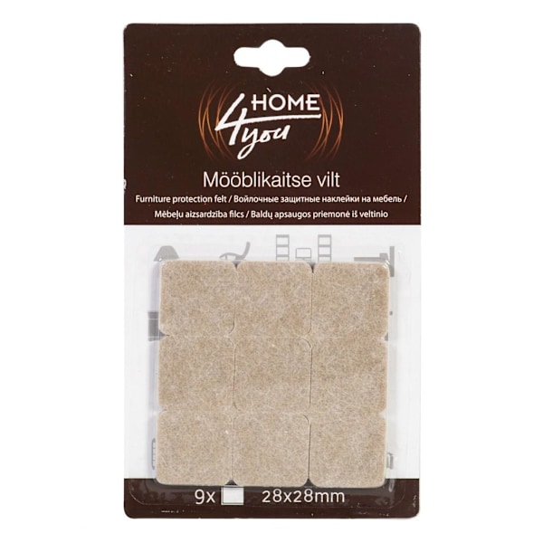 Möbelskyddande filtdynor 28x28mm, 9st, beige