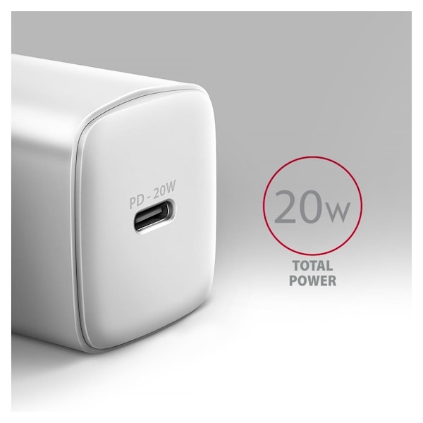 AXAGON, vegglader 1x port USB-C, PD3.0 / PPS /QC4+/AFC/FCP/Apple, 20W, ACU-PD20W