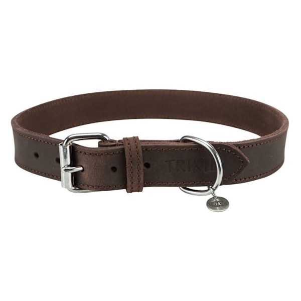 Rustik fatläderkrage, L–XL: 57–66 cm/30 mm, mörkbrun