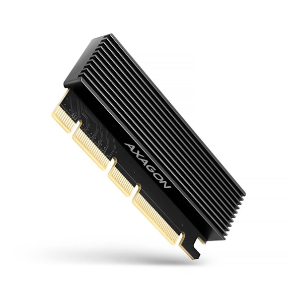 AXAGON, PCI-Express x16-adapter med kjøler for tilkobling av en NVMe M.2 SSD-stasjon til en datamaskin, PCEM2-XS Sort