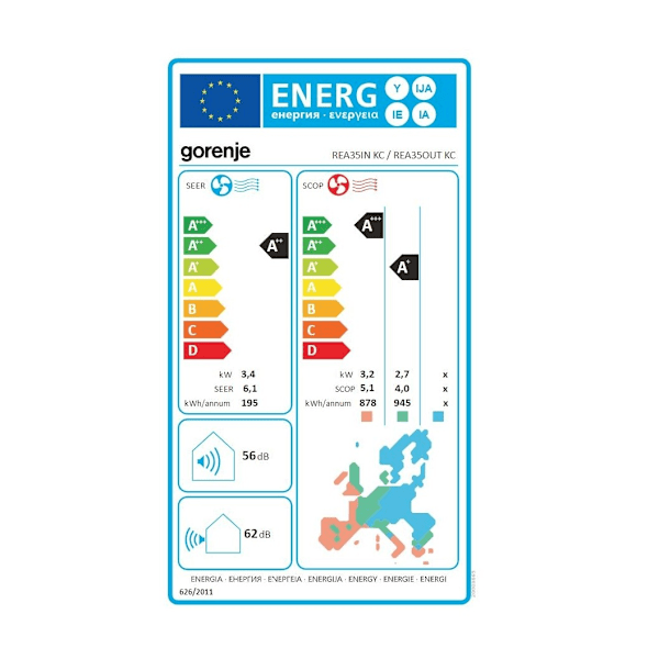 Gorenje, T1, H/P, INVERTER, Luftkonditionering, Utomhusenhet, 20003668 REA35IN KC