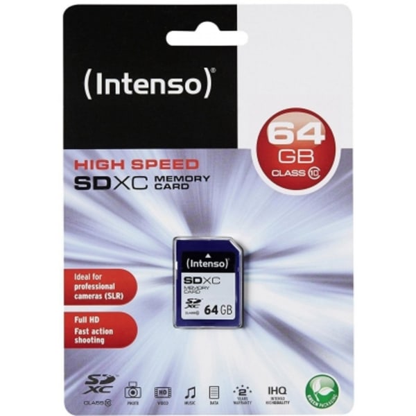 Flashminneskort SDXC 64GB Klass 10, Intenso