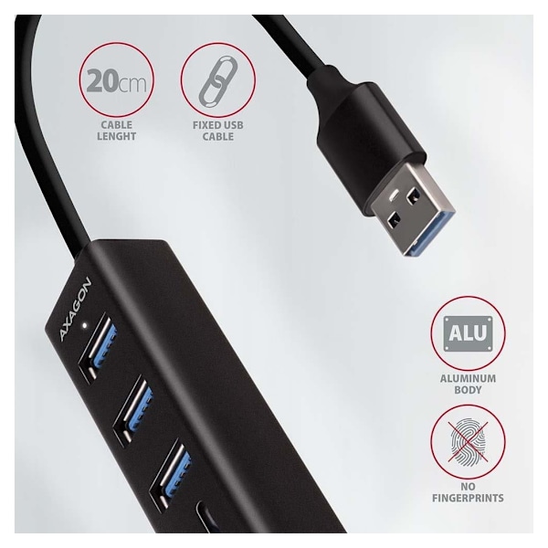 AXAGON, SuperSpeed ​​USB-A Hub og kortleser, HMA-CR3A