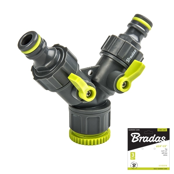 Set med 5 produkter. LIME LINE Tee 3/4"-1/2" med 2 ventiler