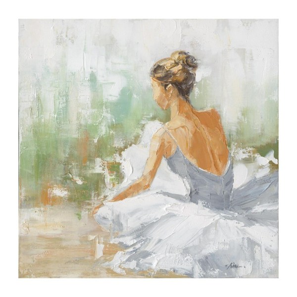 Oljemaleri 80x80cm, danser i hvitt