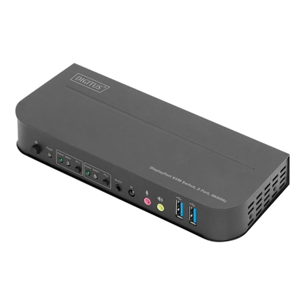 Digitus, KVM-switch, 2-portar, 4K60Hz, 2 x DP in, 1 x DP/HDMI ut, DS-12850