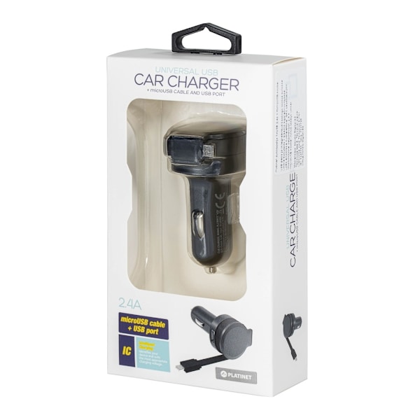 Platinet billaddare 1xUSB 2,4A + microUSB-kabel (44650)