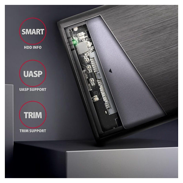 AXAGON, skruløs aluminium USB 3.2 Gen 1 - SATA 6G ekstern boks for 2,5" SSD/HDD, EE25-A6M
