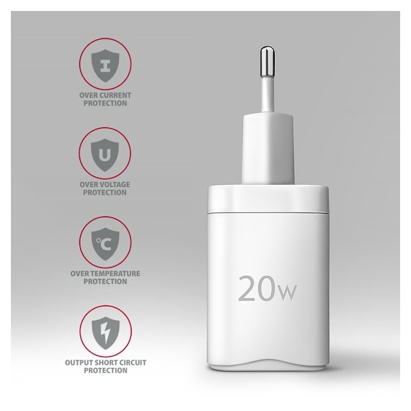 AXAGON, vegglader 1x port USB-C, PD3.0 / PPS /QC4+/AFC/FCP/Apple, 20W, ACU-PD20W