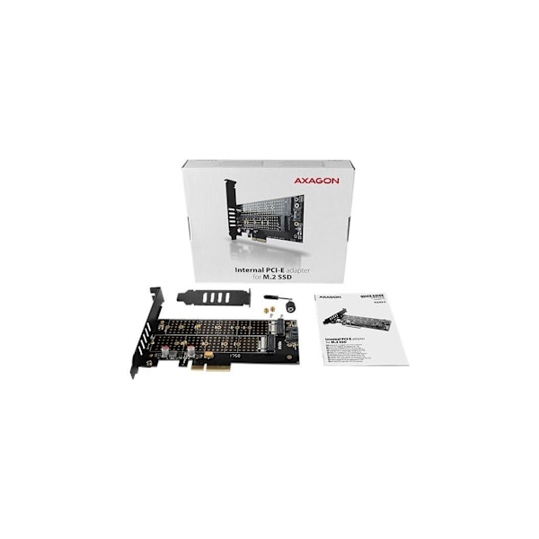 AXAGON, PCI-Express x4-adapter for å koble opptil to M.2-disker til en datamaskin, PCEM2-D