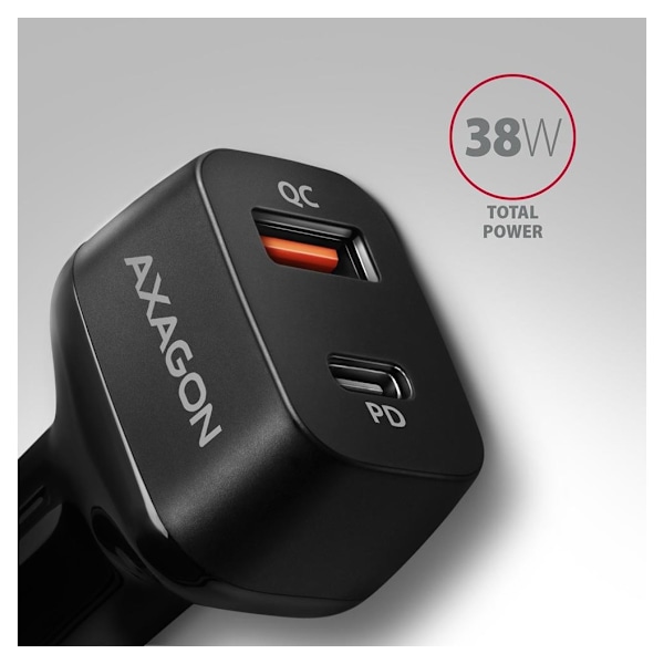 AXAGON, Dobbelt biloplader, 38W, PWC-PQ38