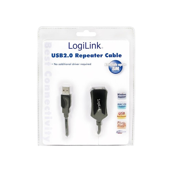 Logilink, USB-A - USB-A, USB 2.0 toistin 5m