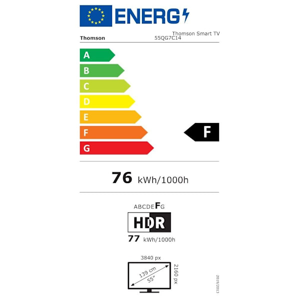TV 55" (4k/smart, qled, 3840x2160, langaton lähiverkko, bluetooth, google TV, musta, 55qg7c14), Thomson