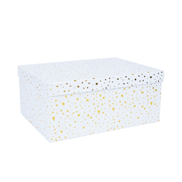Box DIANA-1, med lock 37,5x29xH16cm, vit/guld