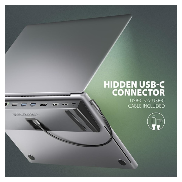 AXAGON, USB-C 5 Gbps TRIPLE 4K DISPLAY 11in1 Hub, HMC-4KX3