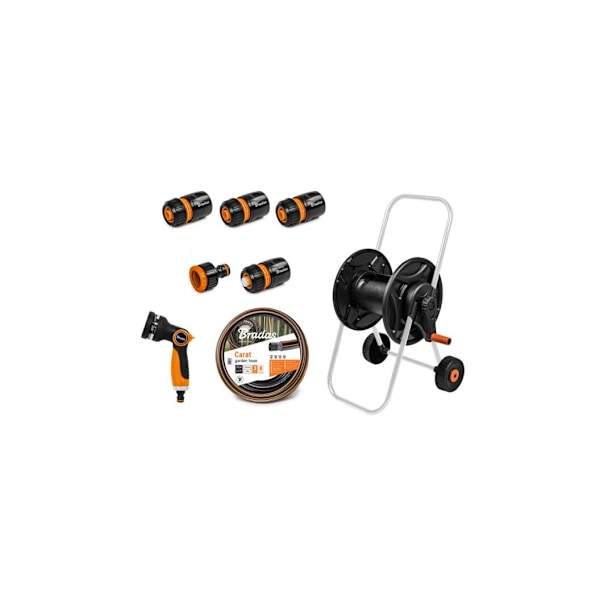 Black Line slangvagn med 1/2" -20m slang, pistol och tillbehör Svart