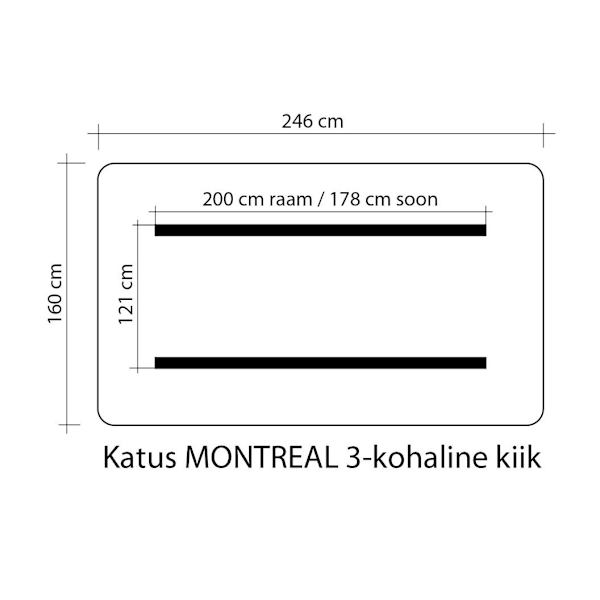 Svängtak MONTREAL-3, 160x246cm, mörkbrunt