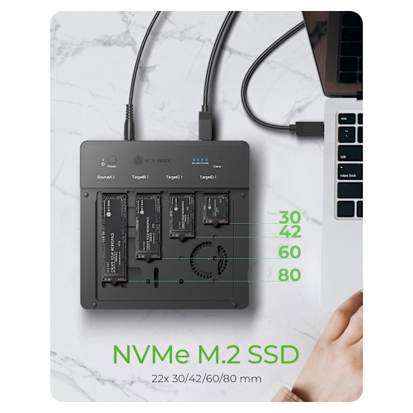 Raidsonic, 4-fack USB4 Duplikator (1:3 klon) för NVMe M.2 SSD, IB-4013MCL-C4