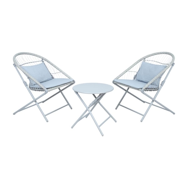 Balcony set YOLANDA 2 chairs and table, light gray