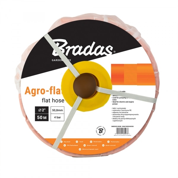 Flad slange AGRO-FLAT PE 4BAR 2" / 100m - ORANGE