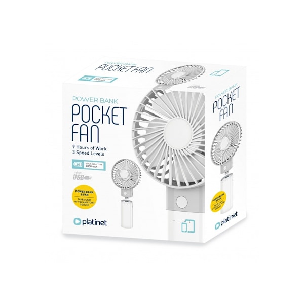 Platinet-fläkt med batteri 4000 mAh (45237)