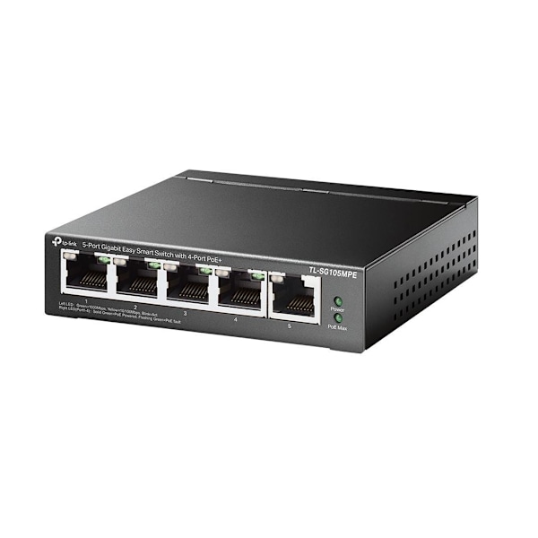 TP-LINK, 5-portars Gigabit Easy Smart Switch med 4-portars PoE+, TL-SG105MPE