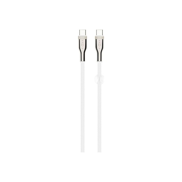 Fast, flätad kabel USB-C/USB-C, 2m, 100W, FIXDB-CC2-WH