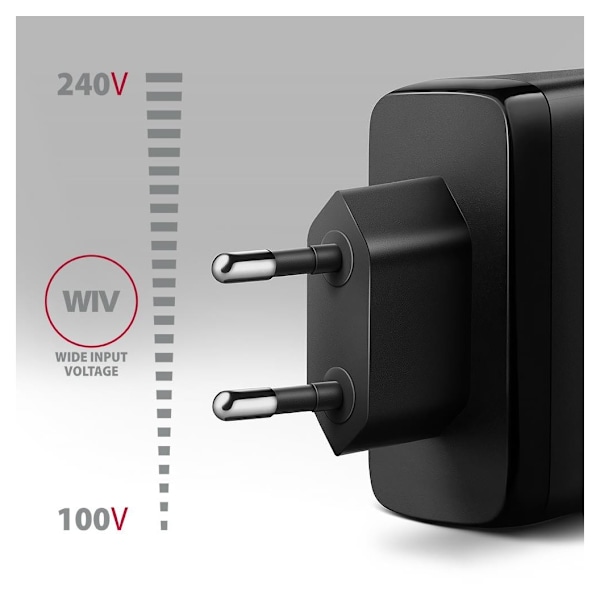 AXAGON, GaN-seinälaturi, 3x portti (USB-A + 2x USB-C), PD3.0/PPS/QC4+/SFC2.0/AFC/SCP/FCP/Apple, 100 W, ACU-DPQ100